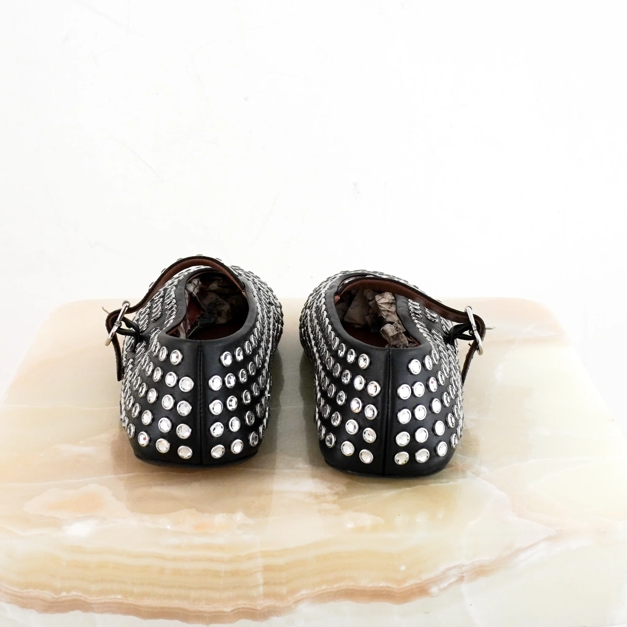 CURRENT SEASON ALAIA Strass Ballet Flats in Black RRP £950 | Authentic Preloved - Image 3