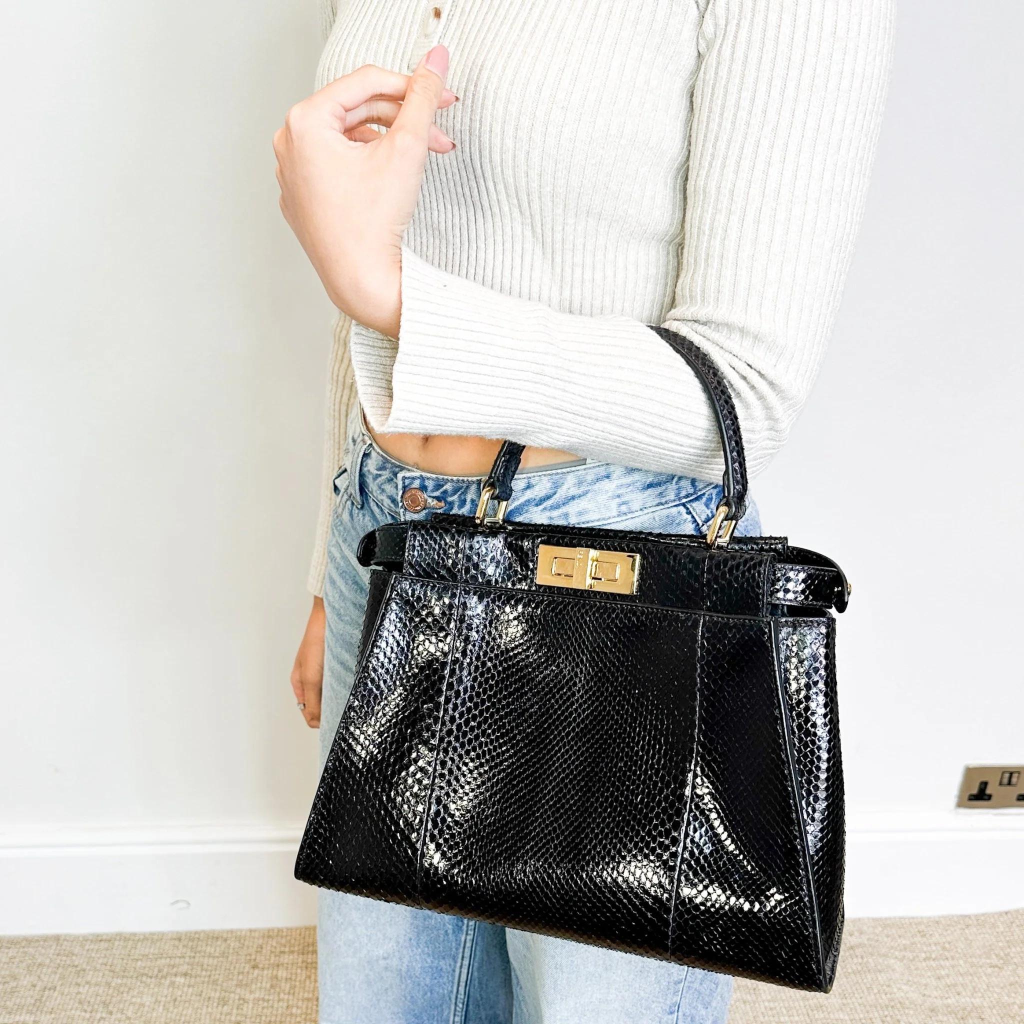 Fendi Black Python Medium Peekaboo bag RRP £5000 | Authentic Preloved - Image 17
